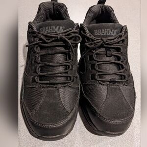 Mens BRAHMA Athletic Work Shoe sz 9.5 Black Lace-up Leather/Mesh V.V.Good Cond!